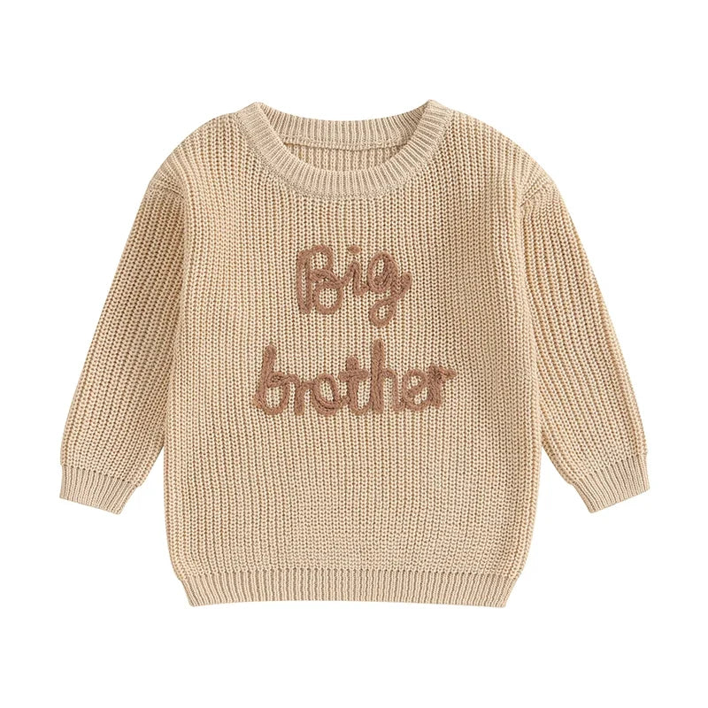Cotton Knitted Sweater with "Big Brother" embroidery-7