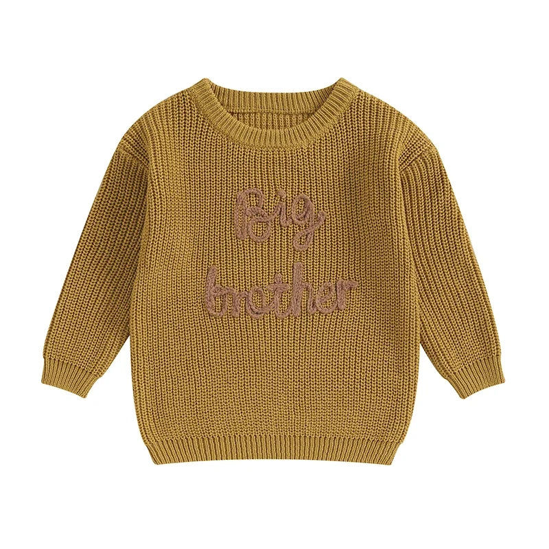 Cotton Knitted Sweater with "Big Brother" embroidery-8