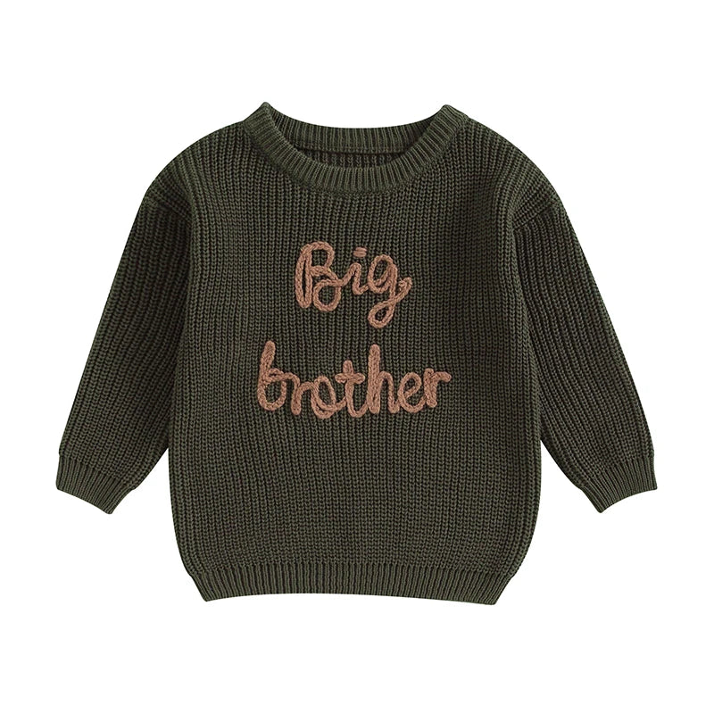 Cotton Knitted Sweater with "Big Brother" embroidery-5