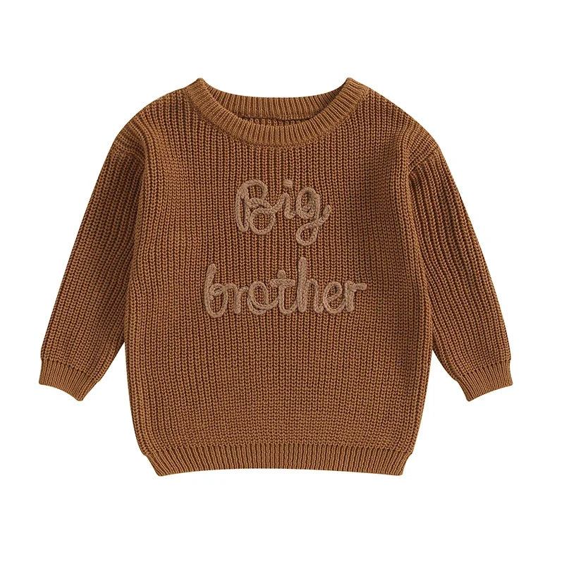 Cotton Knitted Sweater with "Big Brother" embroidery-6