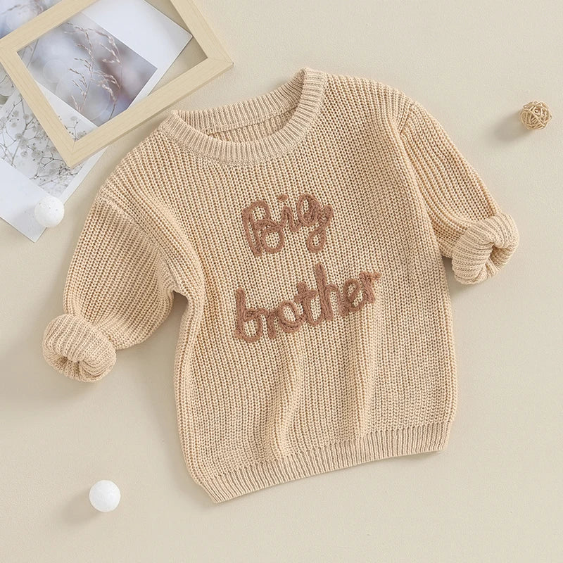 Cotton Knitted Sweater with "Big Brother" embroidery-2