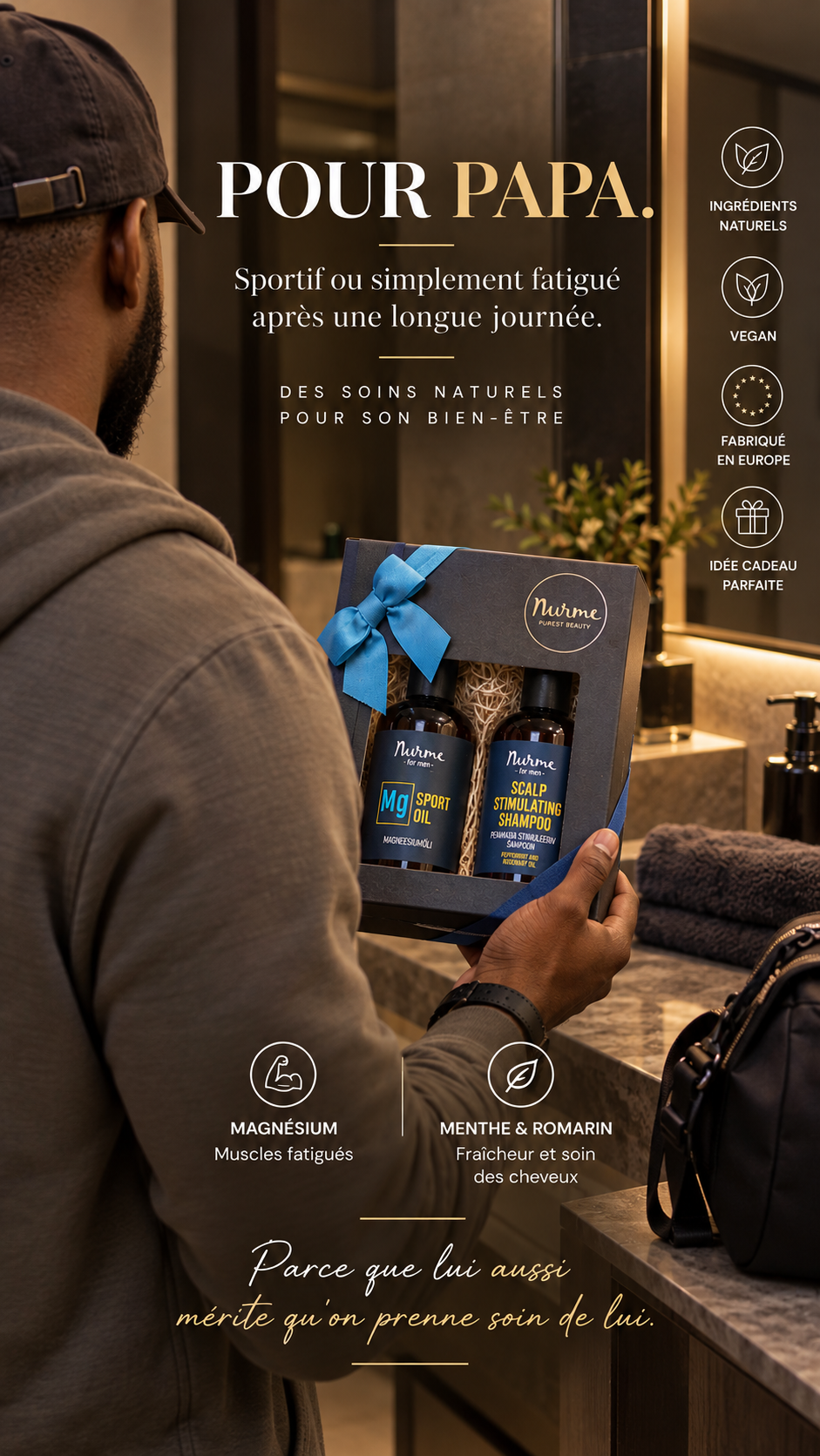Coffret homme SPORT – Shampoing & huile de magnésium | Nurme