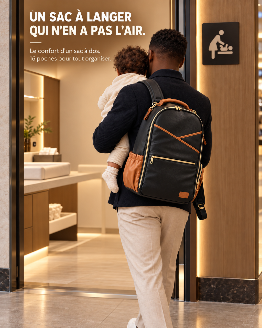 Grand sac à langer Black Coffee – Ally Scandic