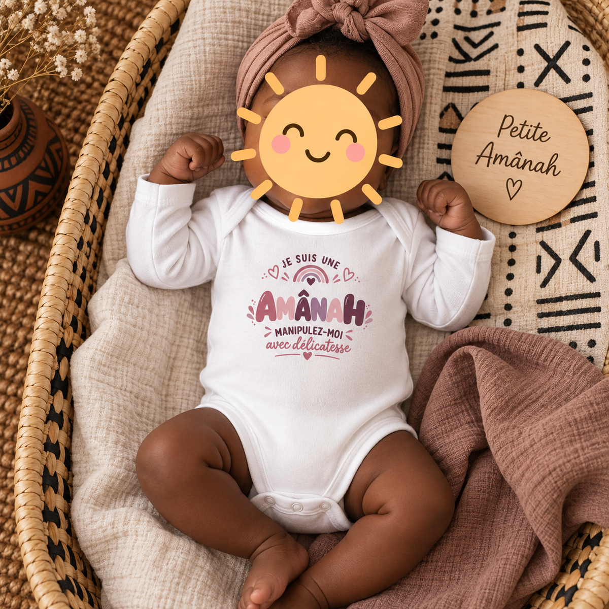 Body bébé « Je suis une Amânah » – 100 % coton
