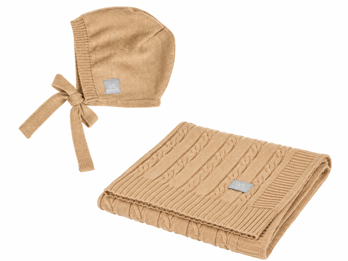 Coffret naissance HOPE en laine mérinos, couverture & bonnet