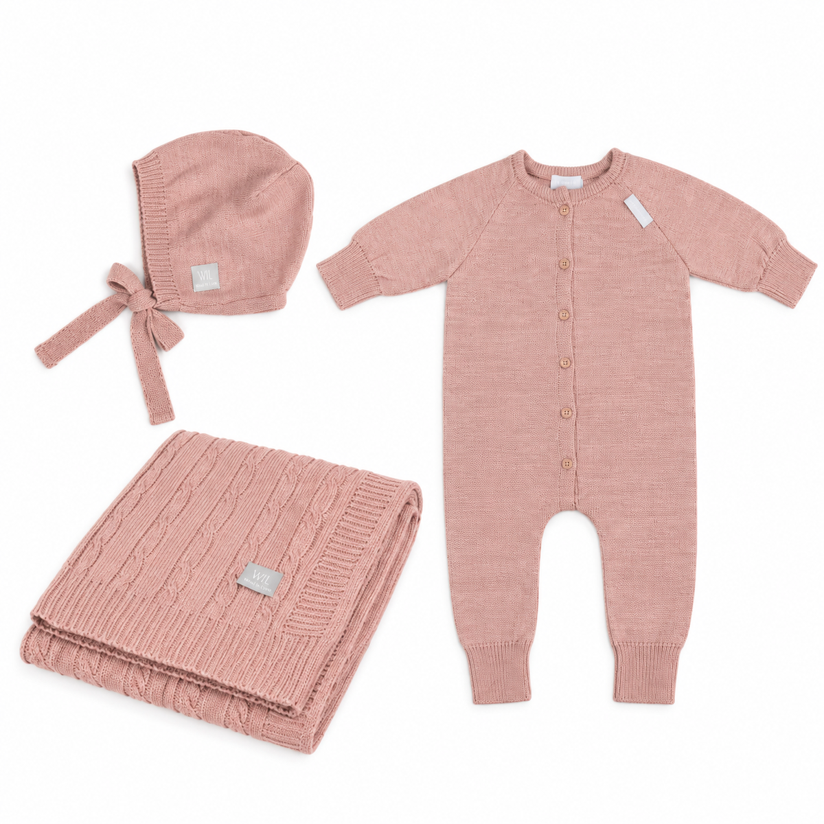 Coffret naissance JOY en laine mérinos.