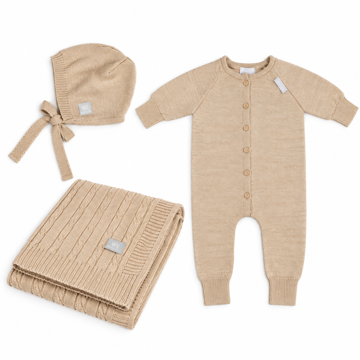 Coffret naissance JOY en laine mérinos.