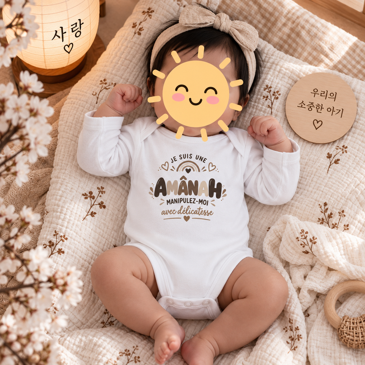 Body bébé « Je suis une Amânah » – 100 % coton