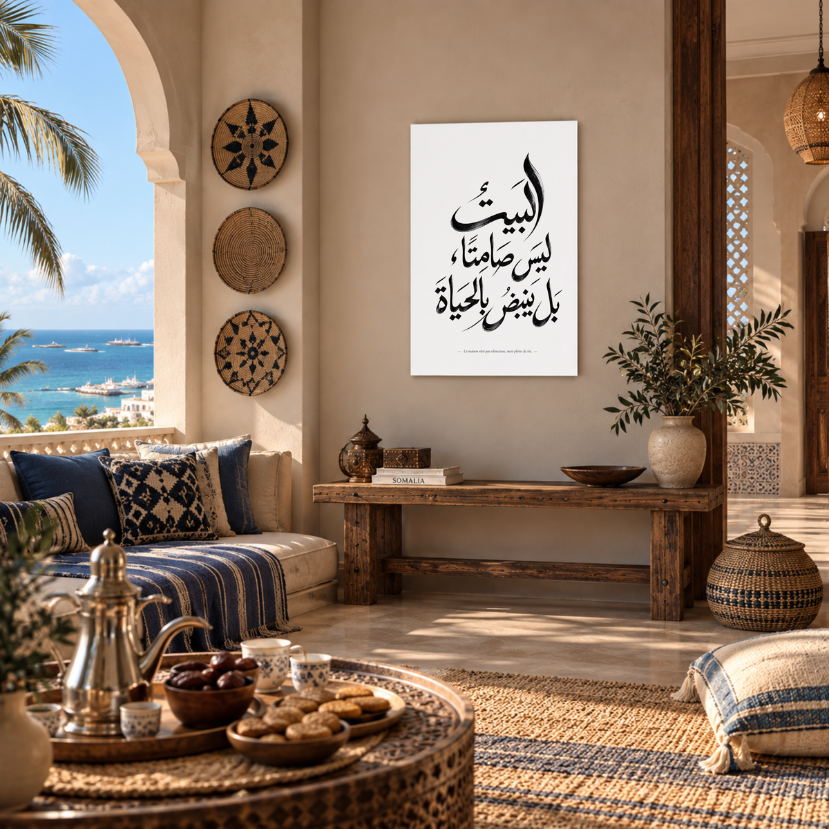 Affiche « La maison n’est pas silencieuse, mais pleine de vie » – Calligraphie arabe